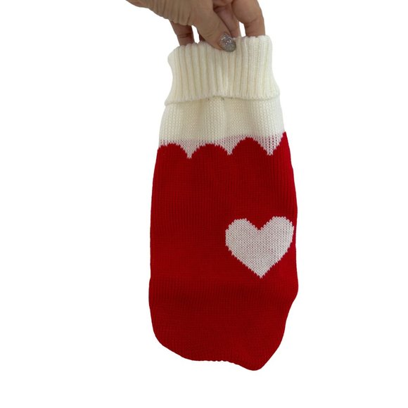 Dog Sweater Heart Graphic Red Ivory  S/M Acrylic Stretch Turtleneck - Picture 8 of 8
